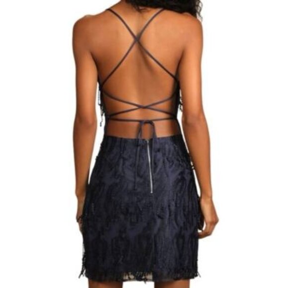 NWT Lulu's Making Magic Fringe Lace Up Mini Dress - Picture 2 of 8